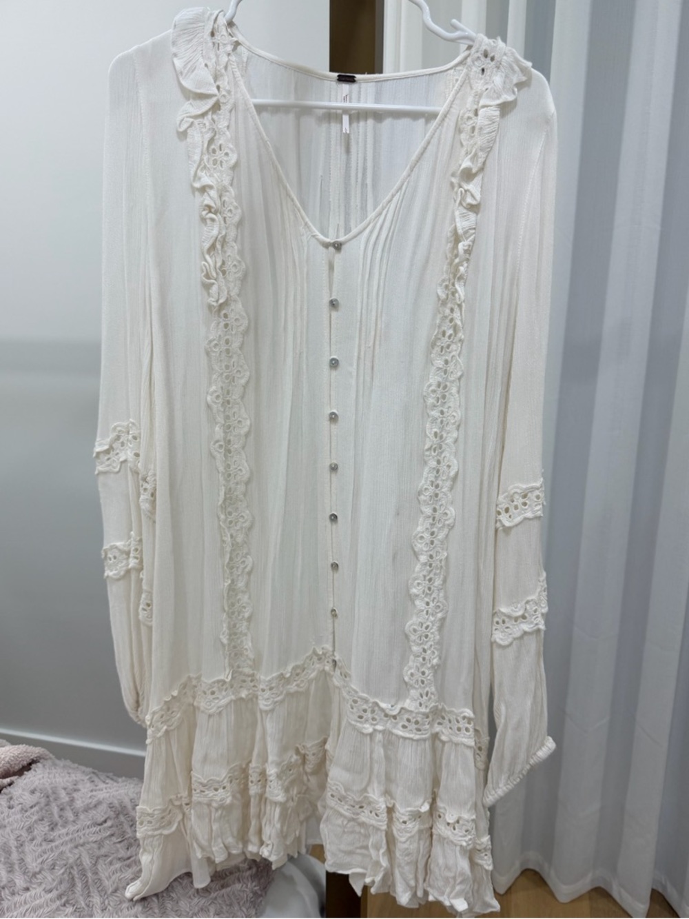 Free People Snow Angel Mini Dress in Ivory - Picture 2 of 6